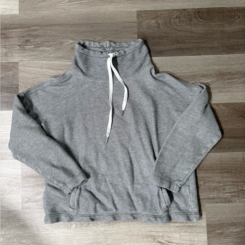 Banana Republic Cozy Gray Funnel Neck Pullover with Drawstring